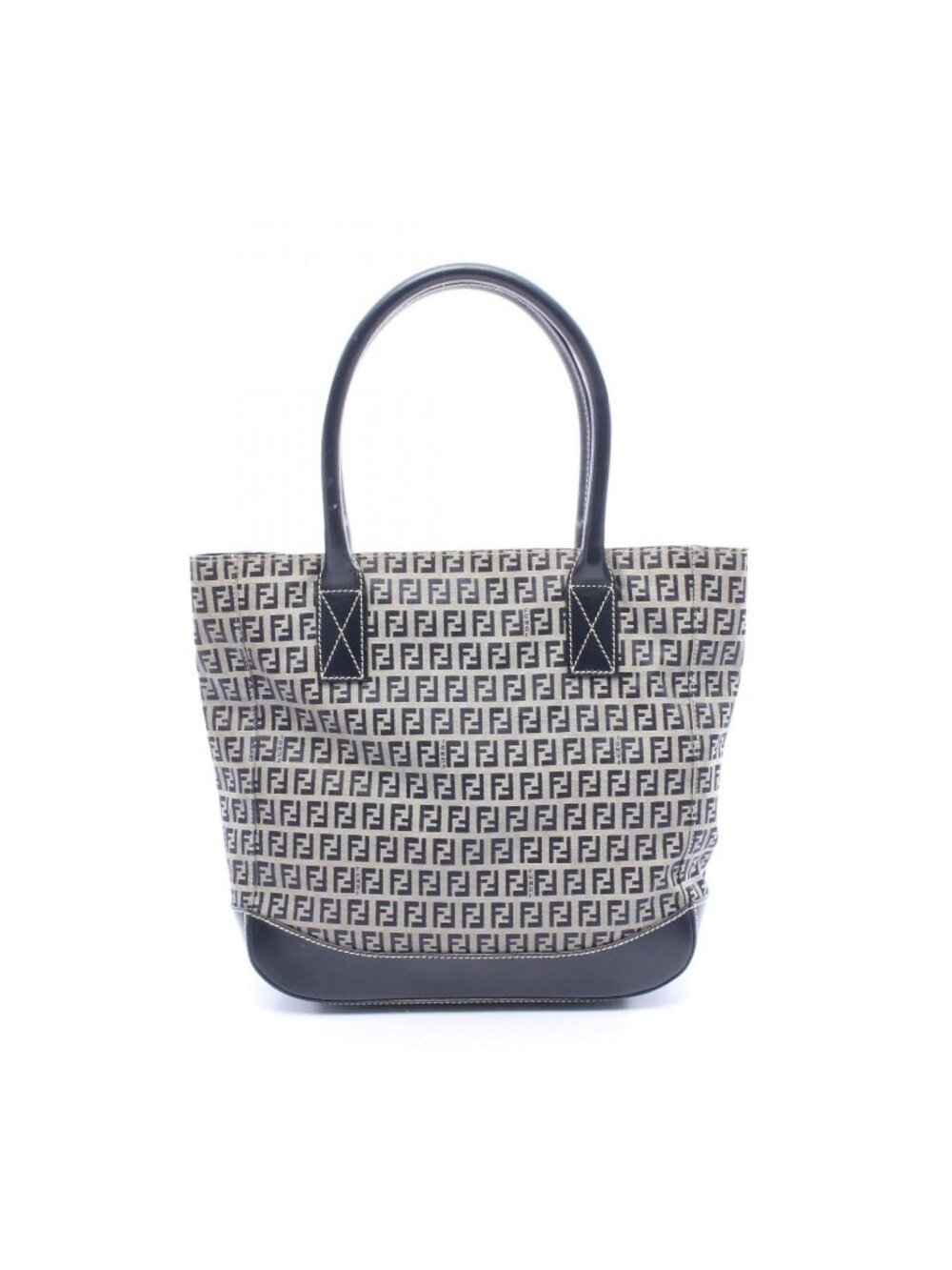 Fendi Tote Zucchino Navy Canvas Leather Zucchini